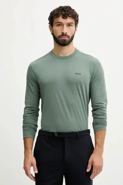 Tričko s dlouhým rukávem BOSS Green Tee Long pánské, černá barva, 50506365