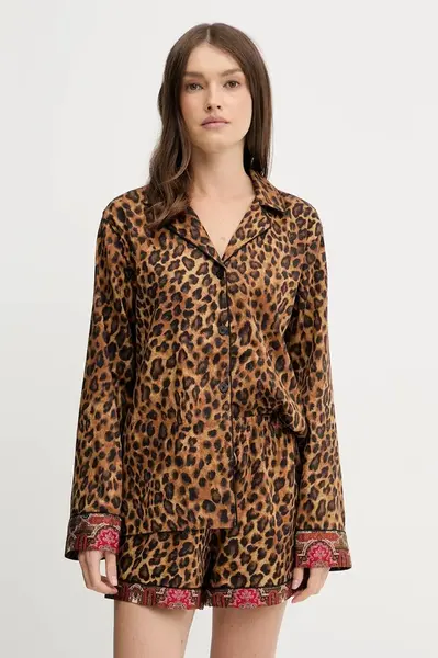 Pyžamo Lauren Ralph Lauren dámské, hnědá barva, ILN12460