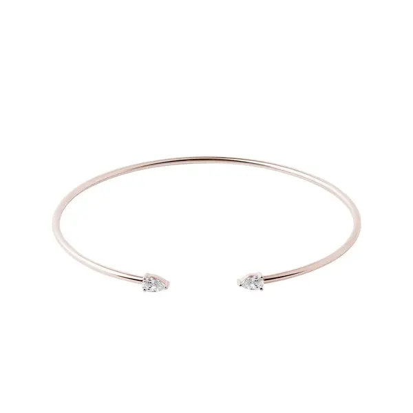 Pevný náramok z ružového zlata s diamantmi vo výbruse kvapky KLENOTA