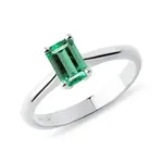 Prsteň z bieleho zlata so smaragdom vo výbruse emerald KLENOTA