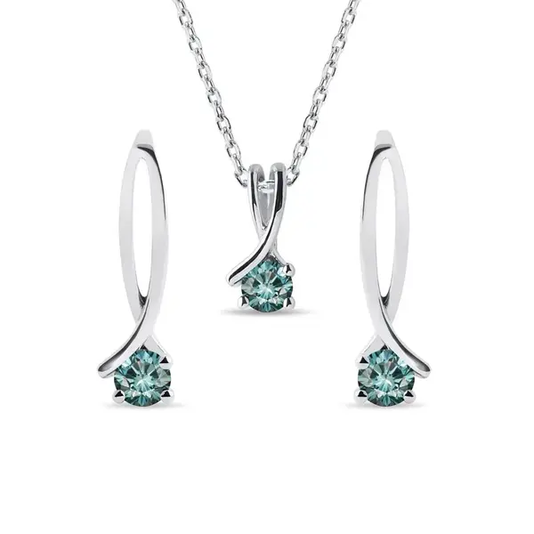 Súprava šperkov z bieleho zlata s modrým diamantom KLENOTA