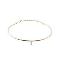 Pevný náramok zo žltého zlata s diamantom a retiazkou KLENOTA