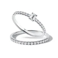 Set zásnubného prsteňa a svadobnej obrúčky z bieleho zlata KLENOTA