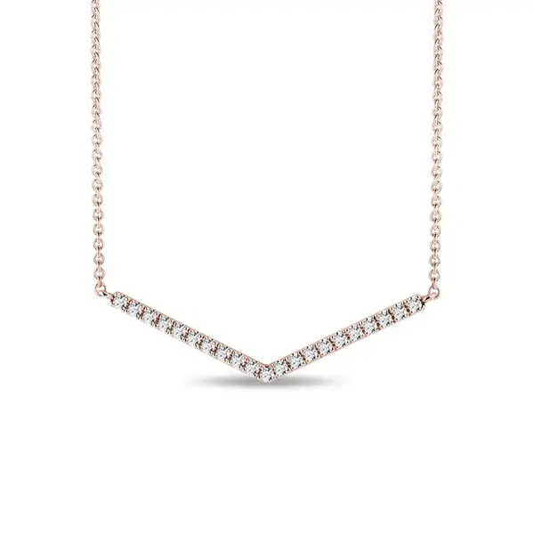 Diamantový náhrdelník s motívom V z ružového zlata KLENOTA
