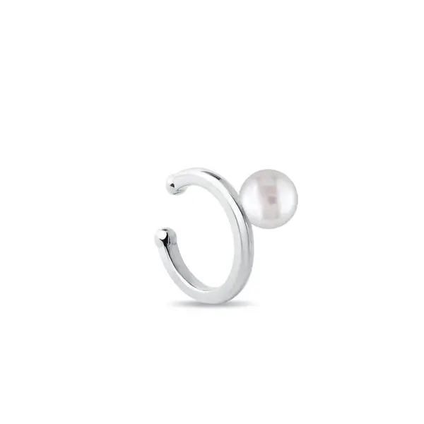 Nasazovací náušnice se sladkovodní perlou v bílém zlatě KLENOTA