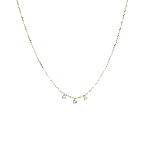 Zlatý náhrdelník se třemi lab grown diamanty KLENOTA