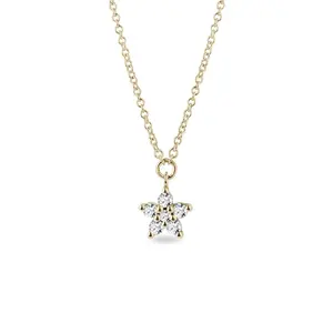 Zlatý náhrdelník hvězda s diamanty KLENOTA