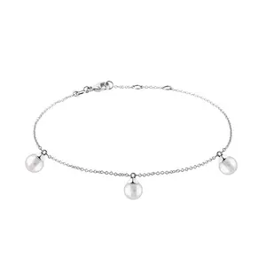 Náramek z bílého zlata se třemi sladkovodními perlami KLENOTA