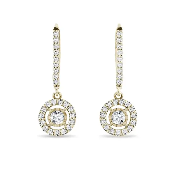 Briliantové náušnice zo žltého 14 kt zlata KLENOTA