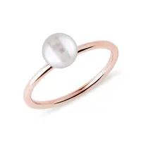 Prsten z růžového zlata se sladkovodní perlou KLENOTA