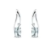 Náušnice z bílého zlata s akvamaríny a diamanty KLENOTA