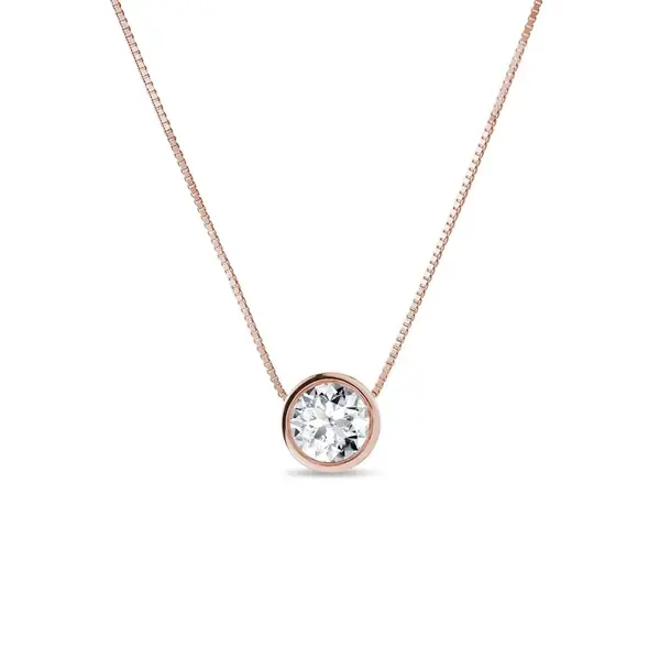Náhrdelník z růžového zlata s 0,25ct bezel diamantem KLENOTA