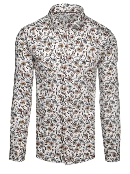 Koszula męska w kwiaty biała Dstreet