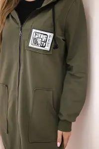 Kesi Dámská delší mikina s kapucí a zipem khaki