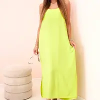 Kesi Włoski Dlouhé šaty bez ramínek neonově zelená