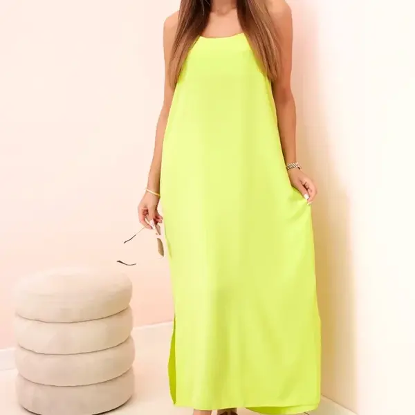 Kesi Włoski Dlouhé šaty bez ramínek neonově zelená