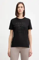 Bavlněné tričko Guess MENA dámské, černá barva, V5BI07 K8FQ4