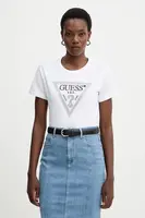 Bavlněné tričko Guess dámské, bílá barva, W5BI18 I3Z14
