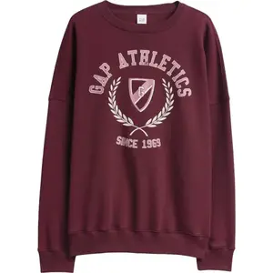 GAP V-LOGO OVERSIZED CREW Dámska mikina, vínová, veľkosť