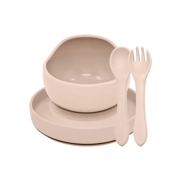PETITE&MARS Set jídelní silikonový TAKE&MATCH Desert Sand 6m+ 3 ks