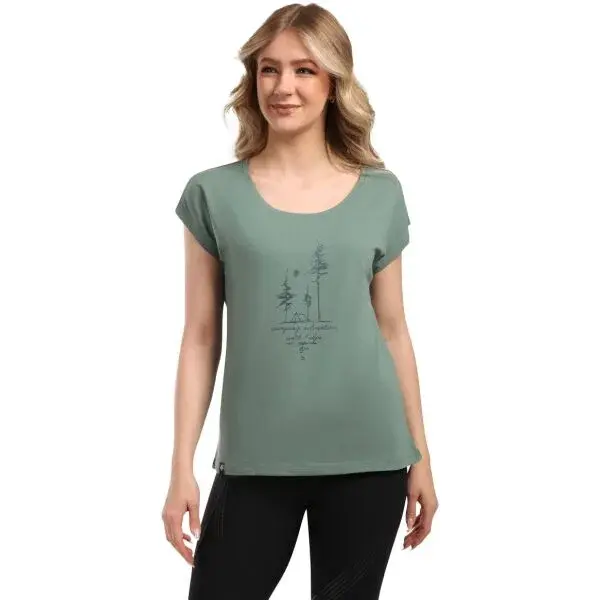 KILPI ROANE Dámské tričko z bavlny, khaki, velikost