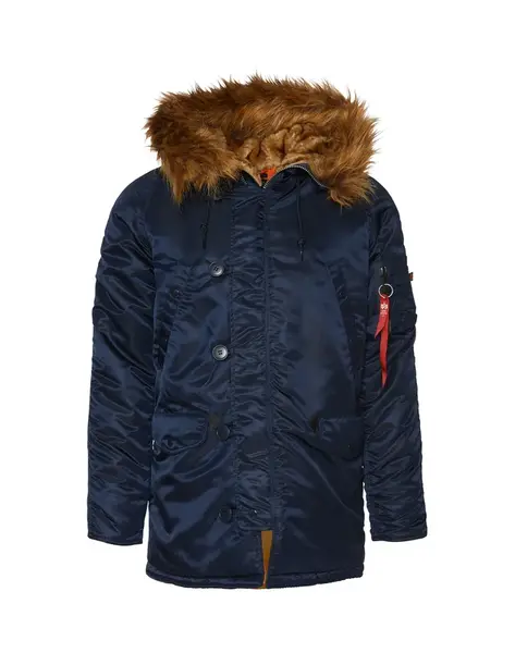 ALPHA INDUSTRIES Zimná bunda 'N3B VF 59'  tmavomodrá / hnedá / jasne červená / biela
