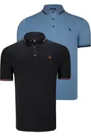 DOUBLE SET T8586 DEWBERRY MEN'S T-SHIRT-BLACK-INDIGO