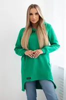 Zateplená mikina s delším zadním dílem světle zelená