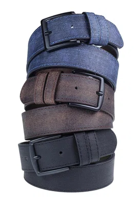 R0928 Dewberry Set Of 3 Mens Belt For Jeans And Canvas-BLACK-BROWN-NAVY