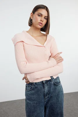 Trendyol Powder Premium Yarn/Special Yarn Knitwear Cardigan