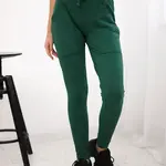 Tepláky se zavazováním v pase tmavě zelené