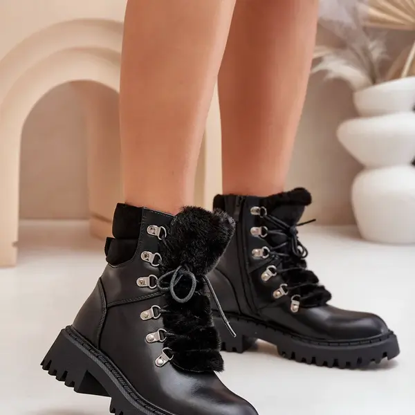 FI1 Zateplené kotníkové boty na zip z eko kůže černé Willatta