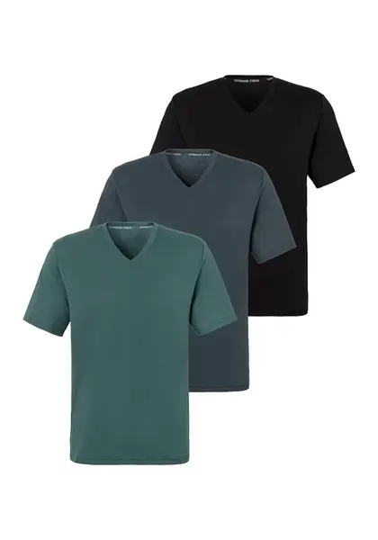 Copenhagen Studios Tričko  dymovo modrá / smaragdová / čierna