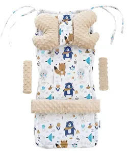 Medi Partners Stroller insert in a 4-piece set - Boho animals + beige minky