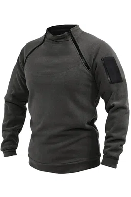 90777 Dewberry Mens Fleece with Arm Pocket-Smoked