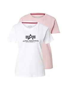 ALPHA INDUSTRIES Tričko  staroružová / čierna / biela
