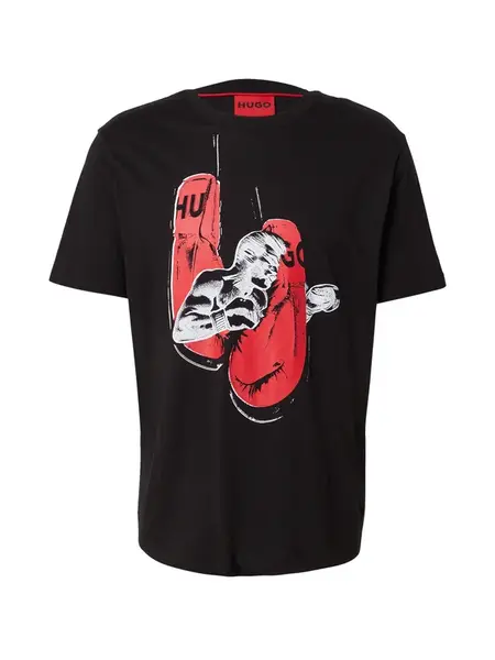 HUGO Tričko 'Diboxer'  červená / čierna / biela