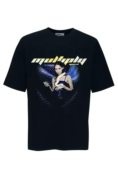 Multiply Apparel Tričko  svetlomodrá / čierna / biela