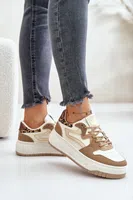 FB3 Dámské sneakersy z eko kůže na platformě leopardí béžové Henizore