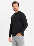 Ombre Men's LOOSE FIT cotton longsleeve with round neckline - black