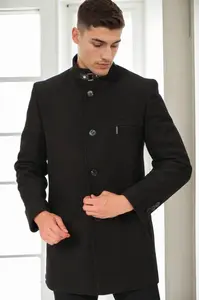 PLT8367 DEWBERRY MEN'S COAT-PLAIN BLACK-2