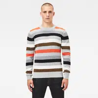 G-STAR Sweater - Multi stripe r knit ls grey