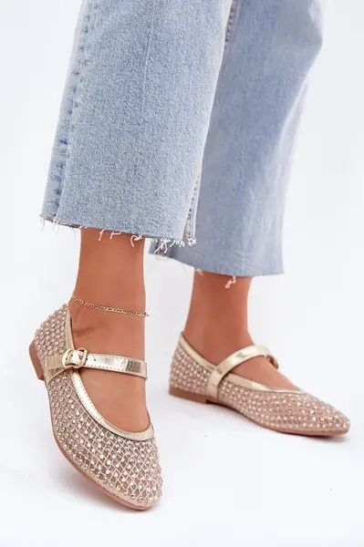 Boto Zdobené Dámské Baletky S Pásem A Sponou Zlaté Avirae