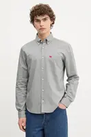 Bavlněná košile HUGO pánská, černá barva, slim, s límečkem button-down, 50479302