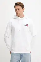 Mikina Tommy Jeans pánská, zelená barva, s kapucí, s aplikací, DM0DM20738
