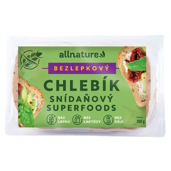 ALLNATURE Bezlepkový chlebík snídaňový superfoods 350 g