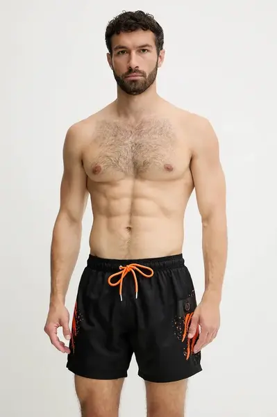 Plavkové šortky PLEIN SPORT černá barva, PS25MBM04