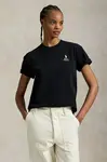 Bavlněné tričko Polo Ralph Lauren dámské, černá barva, 211971712