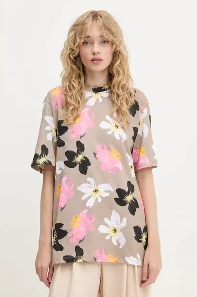 Bavlněné tričko Stine Goya dámské, béžová barva, SG-PF25-T009-2243