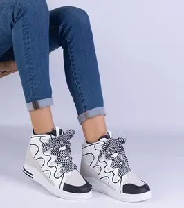 Gemre White women's sneakers with thick laces Gralina